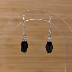 Handcrafted Brand New Black and Pink Glass Bead Earrings